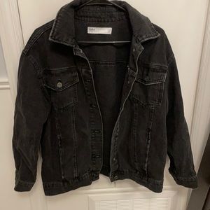 Zara oversized black denim jacket